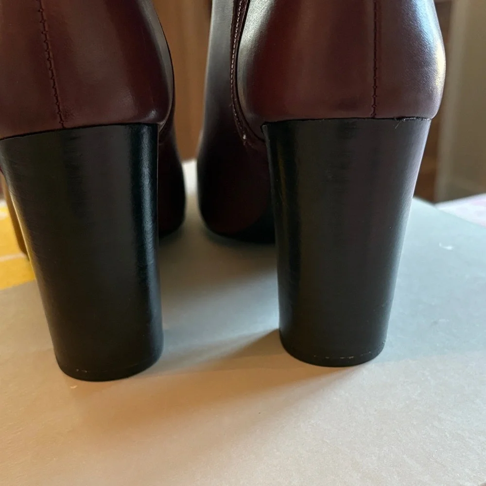 Boden Maroon Leather Heeled Boots - Picture 5 of 10